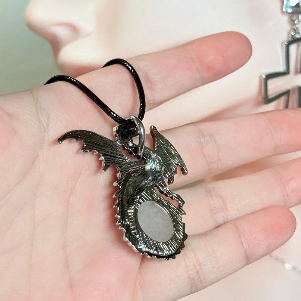 Silver Dragon Pendant Necklace For Men & Women.